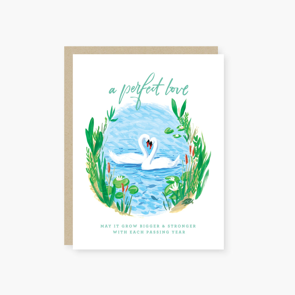 swans perfect love wedding anniversary card