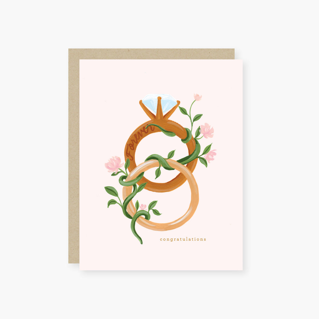 intertwined rings wedding card