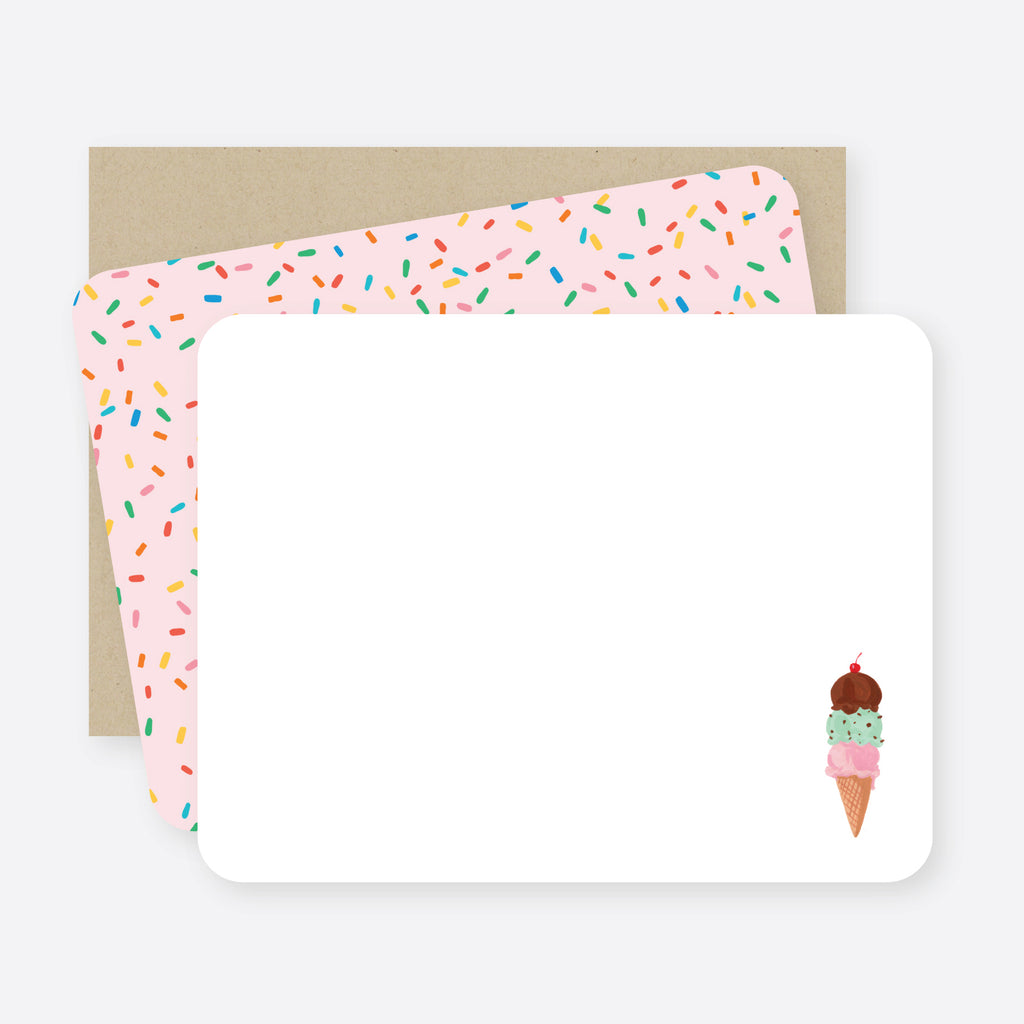ice cream flat notecard set