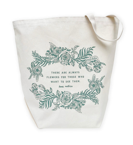 Floral Matisse Quote Market Bag