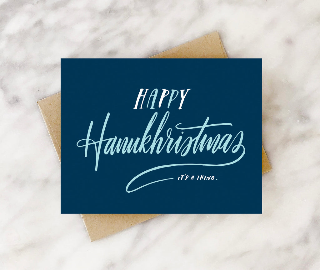 happy hanukhristmas, it's a thing. christmas & hanukkah card