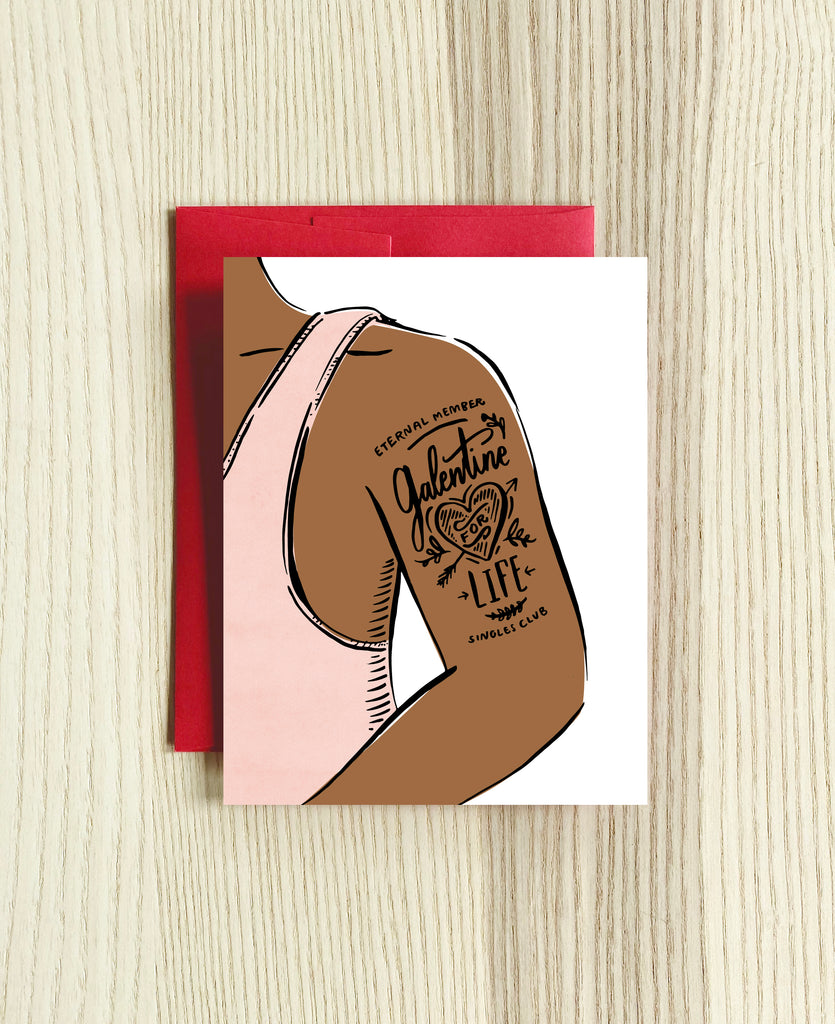 galentine for life tattoo card
